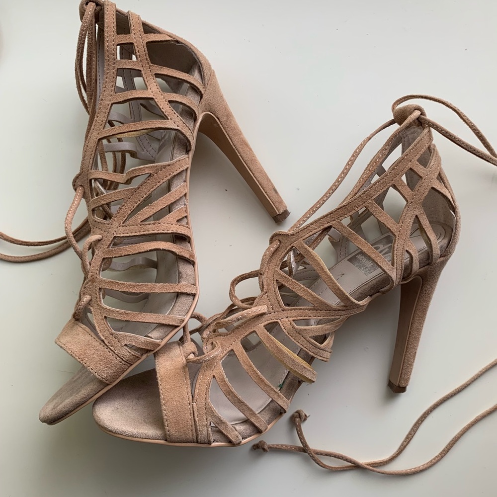 Dolce Vita lace up nude heels